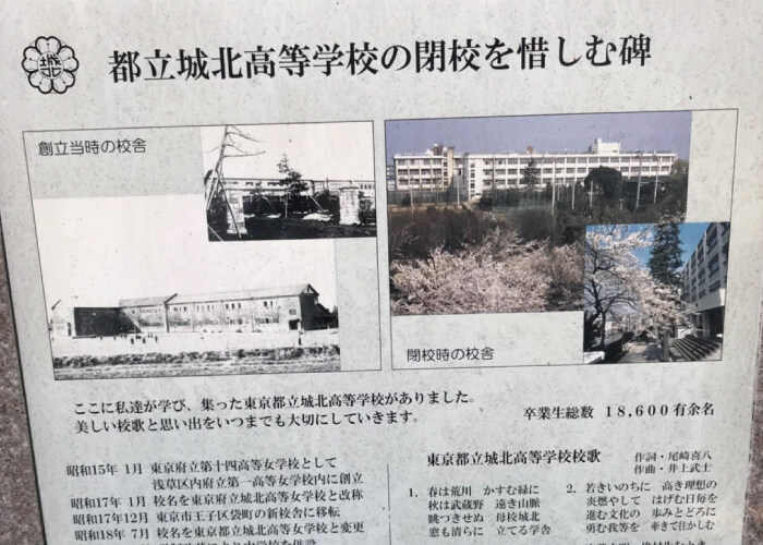 都立城北高校閉校を惜しむ碑